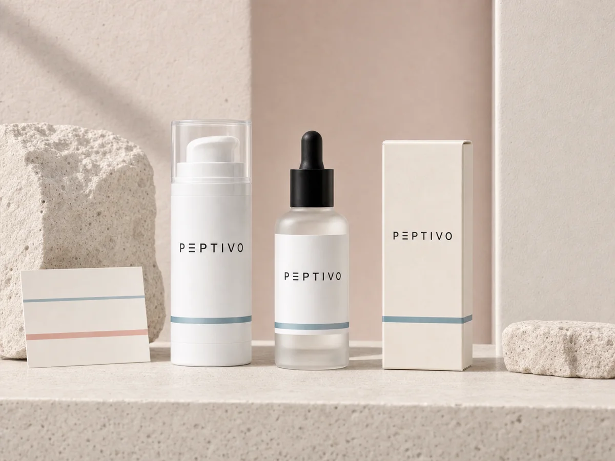 Illustrative Peptivo Skin Care program kit with topical formats