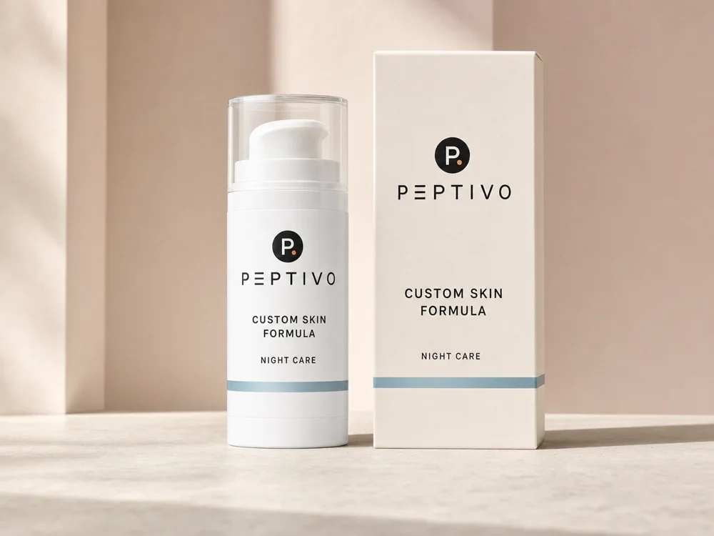 Illustrative Peptivo custom skin formula packaging
