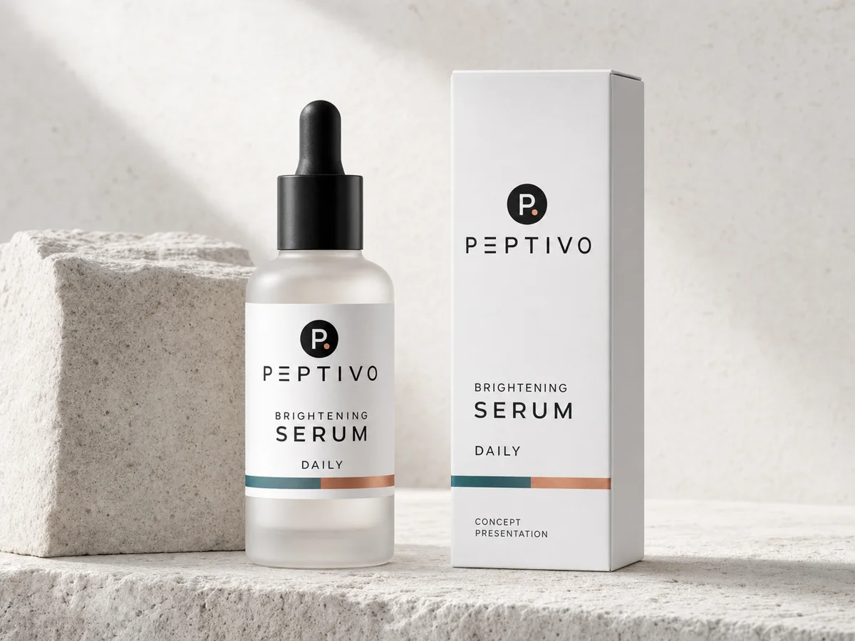 Illustrative Peptivo dark-spot care packaging