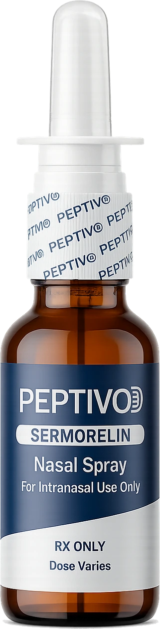 Peptivo Sermorelin nasal spray bottle